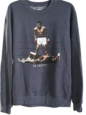 Muhammad Ali Sweatshirt Blue The Greatest Graphic Cassius Clay Mens Medium